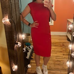 Never worn beautiful red almost linen dress.